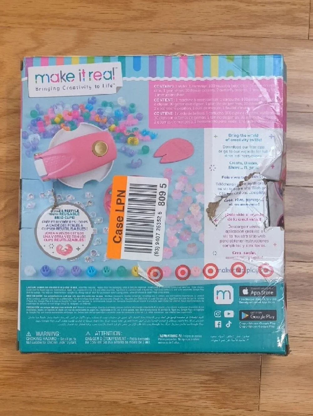 make it real Snap 'N Glam Hair Styling Set Ages 8+ NWT-Open Box